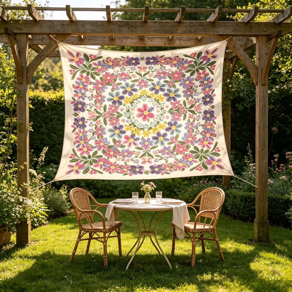 Miwamany Shade Sail,Sun Shade Sail, Colorful Floral Print Permeable Shade Sails UV Block Sunshade Outdoor Patio Canopy Sun Cover for Backyard, Garden, Porch, Sand 59.06x59.06 In