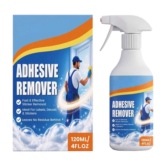 Miwamany Strong Adhesive Remover 120ml, Label Sticker Residue Cleaner Solution, Safe Surface Glue Eraser for Wall Glass Metal Plastic Wood Door Car Decal Removal