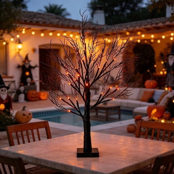 Miwamany USB Battery Operated LED Black Bare Branch Tabletop Tree Lamp, Soft Warm White Glowing Twig Light, Compact Mantel Desktop Ambient Decor for Home Party Indoor Spooky Table Centerpiece Display