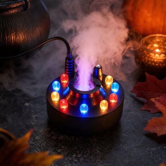 Miwamany USB Witch Cauldron Fog Machine, Colorful LED Water Atomizer, Automatic Mist Maker for Halloween Indoor Outdoor Yard Garden Party Decor, Spooky Props