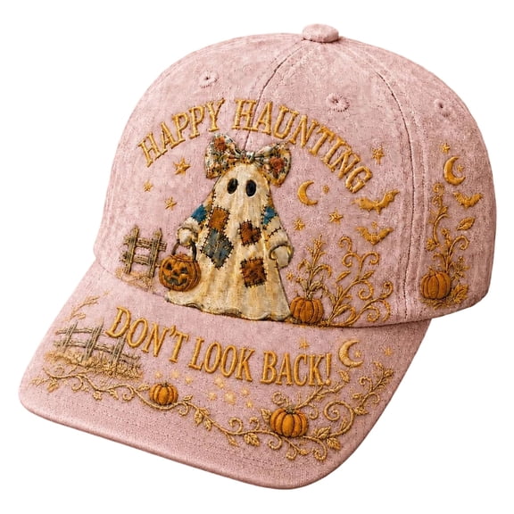 Miwamany Vintage Halloween Baseball Cap, Ghost Pumpkin Printed Trucker Hat, Spooky Fall Adjustable Snapback for Women Men Outdoor Party Costume