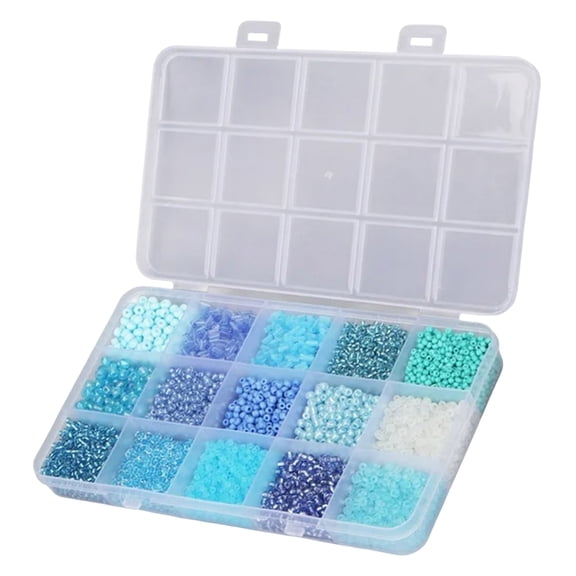 Mix 15 Color Glass Seed Beads Kit 2mm 3mm 4mm 2" Small Crystal Tube Beads for Women Girls Bracelets Necklaces Earring Jewelry DIY Crafts Making Supplies