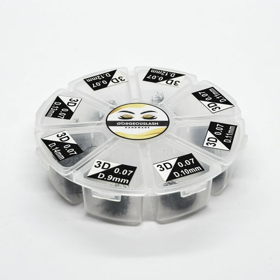 Mix 3D Curl D Lashes, 1200 Mixed Length Premade Volume Fans, 0.07mm thickness, Eyelash extension, Handmade
