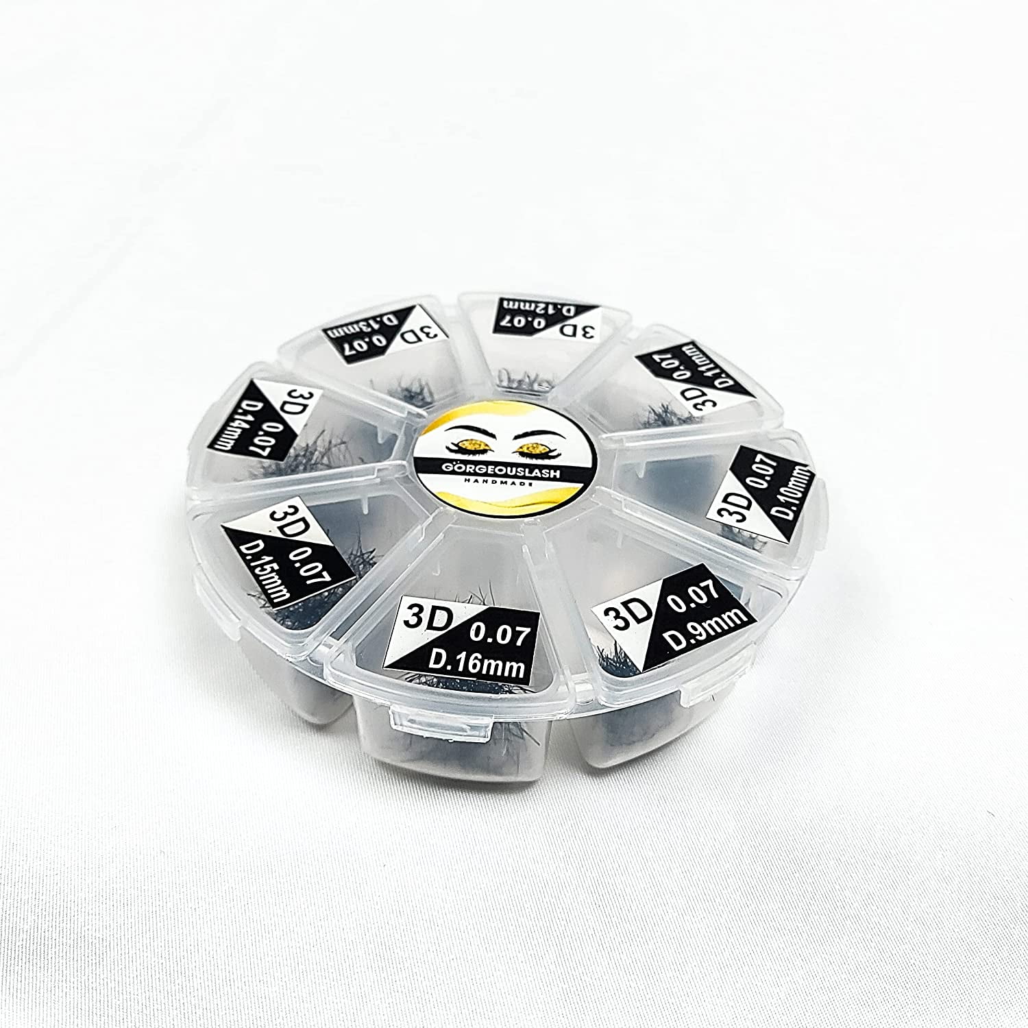Mix 3D Curl D Lashes, 1200 Mixed Length Premade Volume Fans, 0.07mm thickness, Eyelash extension, Handmade