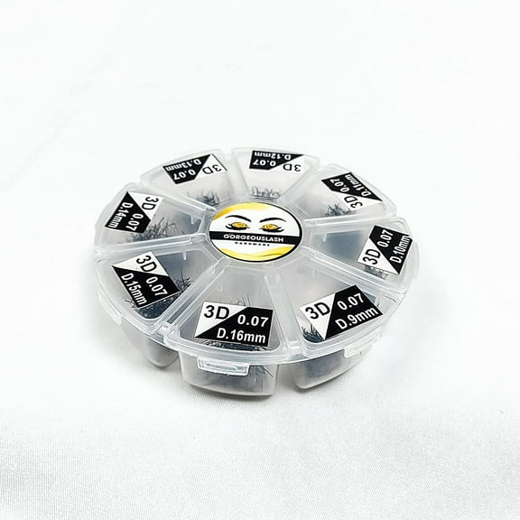 Mix 3D Curl D Lashes, 1200 Mixed Length Premade Volume Fans, 0.07mm thickness, Eyelash extension, Handmade