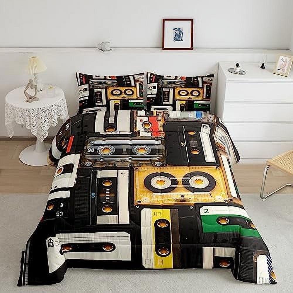 Mix 80s Music Comforter Set Full Classical Musical Bedding Set Grey
