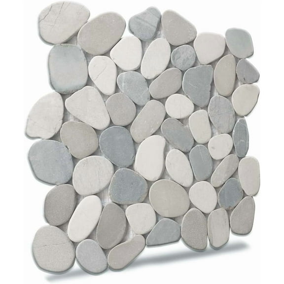 Mix Blend Sliced Pebble Mosaic, Tumbled Stone Backsplash Tiles for Kitchen Walls, Shower and Bathroom Floors, and Outdoor Areas (12" X 12")