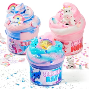 Joyfy 3 Pack Butter Slime Party Favors 8 oz Super Soft Non-Sticky Pre-Made Slime for Kids, DIY Stress Relief Sludge Fidget Toy, Birthday Gift, 3 Themes