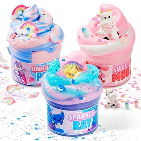 Joyfy 3 Pack Butter Slime Party Favors 8 oz Super Soft Non-Sticky Pre-Made Slime for Kids, DIY Stress Relief Sludge Fidget Toy, Birthday Gift, 3 Themes