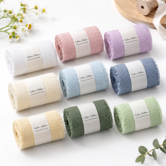 Mix Color 9 Rolls 1.5 Inch Wide Cotton Craft Ribbon Set 2 Yards Per Roll