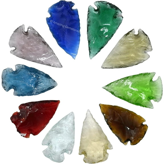 Mix Color Crystal Arrow Head Stone 10 Pieces (1" to 1.5 " Inch)