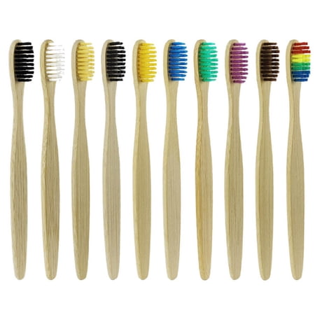 Mix Color Eco Friendly Natural Bamboo Toothbrush Wood Medium Adult Pack 20Pcs