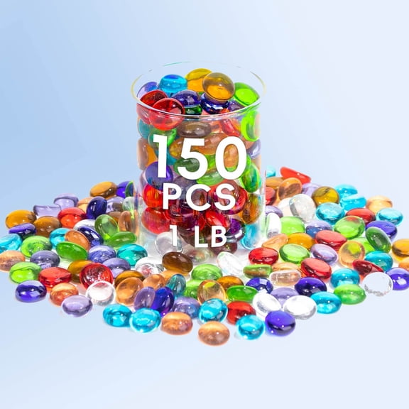 Mix Color Glass Beads, Mini Flat Glass Marbles for Vase Fillers, Floral Bottom Mancala Gems Pebbles for Table Scatter Aquarium, Home Decorative Art Craft Supplies