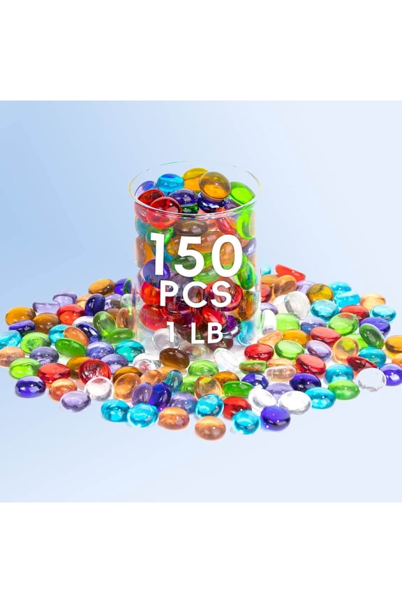 Mix Color Glass Beads, Mini Flat Glass Marbles for Vase Fillers, Floral Bottom Mancala Gems Pebbles for Table Scatter Aquarium, Home Decorative Art Craft Supplies