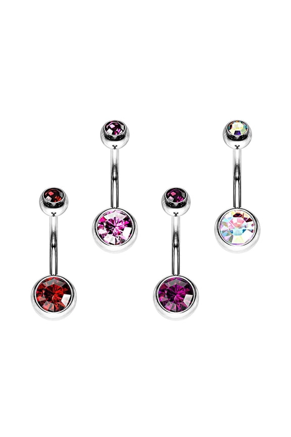 Mix Color Surgical Steel 14G Belly Button Rings CZ Blue 12mm Barbell Belly Navel Rings Piercing 1/2 Inch