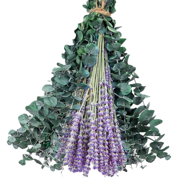 Mix Dried Eucalyptus Stems & Lavender Bundle for Shower,110 Pcs 17"Natural Real Preserved Leaves Greenery, Hanging Shower Plants, Flower Arrangements, Vase Decor