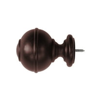 Wood Knob Finials in Ant Mahogany for 1-3/8" Wood Pole (2-Pack)