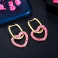 thumbnail image 1 of Mix Multicolor CZ Love Heart Charm Dangle Drop Hoop Earrings Boho Party Jewelry, 1 of 8