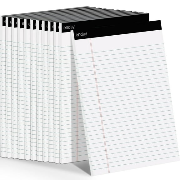 enday Legal Pad, 8-1/2" x 11", 50 Sheets, White, Pack of 12
