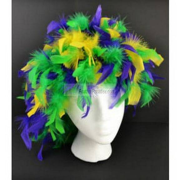 Mix Purple Green Yellow Chandelle Feather Wigs/ Mardi Gras Wigs