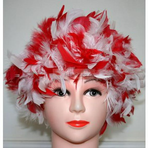 Mix Red and White Chandelle Feather Wig Halloween Costume Wig