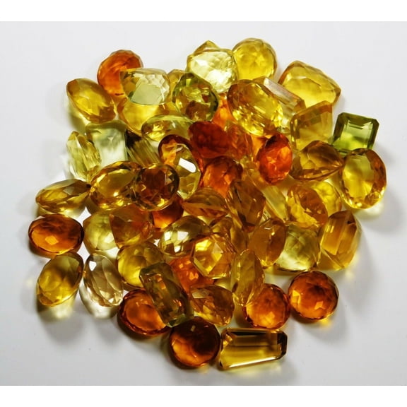 Mix Shape 50 Ct Natural Yellow Citrine CERTIFIED Loose Gemstone Lot Free Gift