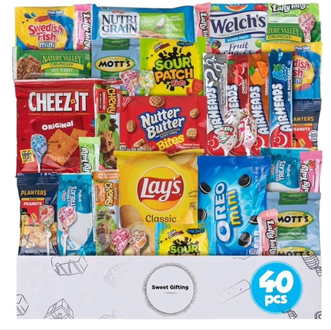 Mix Snacks Variety Pack for Adults 40 Count Snack Box Candy Bulk
