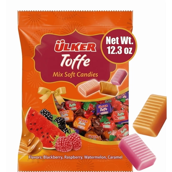 Assorted Candy Variety Pack Individually Wrapped Blackberry Raspberry Watermelon and Caramel Flavors 12.3 oz