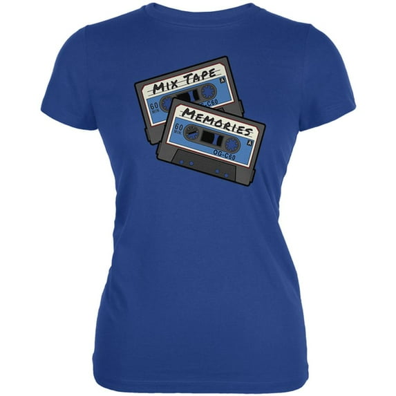 Mix Tape Memories Cassette Juniors Soft T Shirt Royal LG