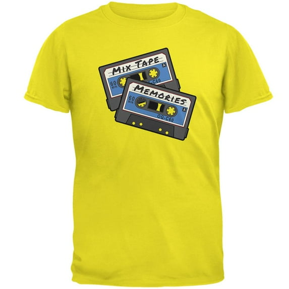 Mix Tape Memories Cassette Mens T Shirt Bright Yellow SM
