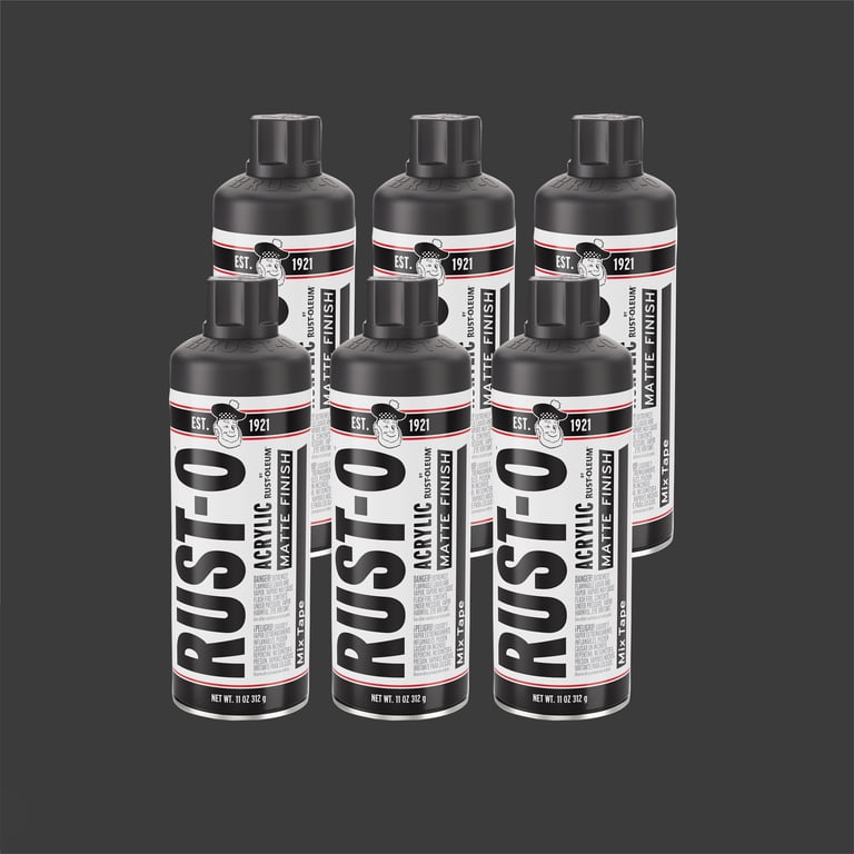 6 Pack, Mix Tape, Rust-Oleum Rust-O Acrylic Matte Spray Paint
