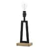 Mix and Match 13.75 in. H Matte Black and Faux Wood Accent Lamp Base