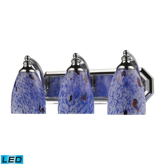 Vanity Bathbar-Bulb:LED Bulb,Finish:Polished Chrome,Number of Lights:3,Shade:Starburst Blue