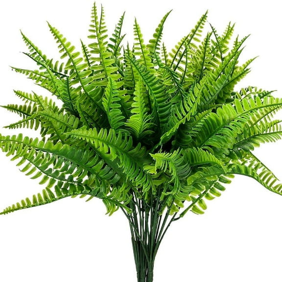 MixMart 38cm Artificial Boston Fern in Green Plastic Hanging Planter (4 Count)