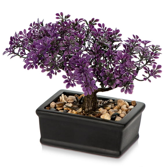 MixMart 6 inch Artificial Bonsai Tree Juniper Faux Plants Indoor Small Fake Plants Decor with Ceramic Pots