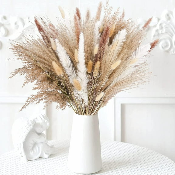 MixMart 80 Pcs Natural Dried Pampas Grass Boho Home Decor Dried Reed Flowers for Wedding Floral Arrangements Wall Bathroom Decor