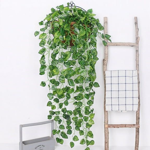 MixMart Artificial Hanging Plants, Fake Hanging Plants, Small Potted Hanging Plants Fake Plants Hanging Green Ivy Vines for Shelf Home Office Decor Indoor Outdoor, 95cm