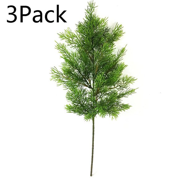 MixMart Artificial Pine Pick Realistic Fake Greenery Stem Faux Leaf Branch for Christmas, 3 Pack