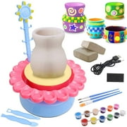 MixMart Pottery Wheel Art Craft Kit, Pottery Studio Polymer Air Dry Modeling Clay Tools, Craft Paint Palette Set USB Powered, Schools & Home Educational Toy for Beginners & Kids Age 8 and Up Red