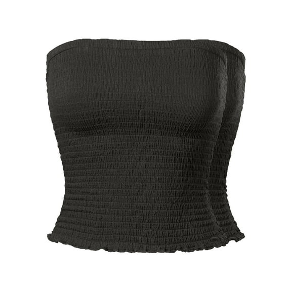 MixMatchy Women's 2-Pack Sexy Strapless Smocked Summer Tube Top