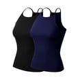 thumbnail image 1 of MixMatchy Women's 2-Pack Simple Casual Basic Active High Neck Ribbed Tank Top, 1 of 1
