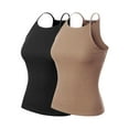 thumbnail image 1 of MixMatchy Women's 2-Pack Simple Casual Basic Active High Neck Ribbed Tank Top, 1 of 1