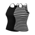 thumbnail image 1 of MixMatchy Women's 2-Pack Simple Casual Basic Active High Neck Ribbed Tank Top, 1 of 1