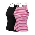 thumbnail image 1 of MixMatchy Women's 2-Pack Simple Casual Basic Active High Neck Ribbed Tank Top, 1 of 1