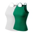 thumbnail image 1 of MixMatchy Women's 2-Pack Simple Casual Basic Active High Neck Ribbed Tank Top, 1 of 1