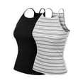 thumbnail image 1 of MixMatchy Women's 2-Pack Simple Casual Basic Active High Neck Ribbed Tank Top, 1 of 1