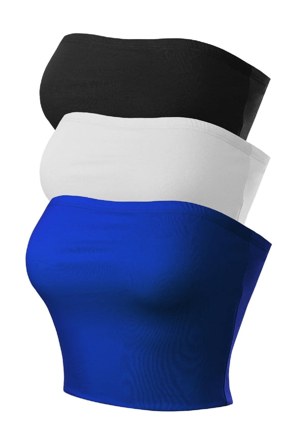 Women's 3-Pack Causal Strapless Basic Sexy Tube Top