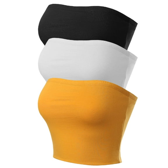 MixMatchy Women's 3-Pack Causal Strapless Basic Sexy Tube Top