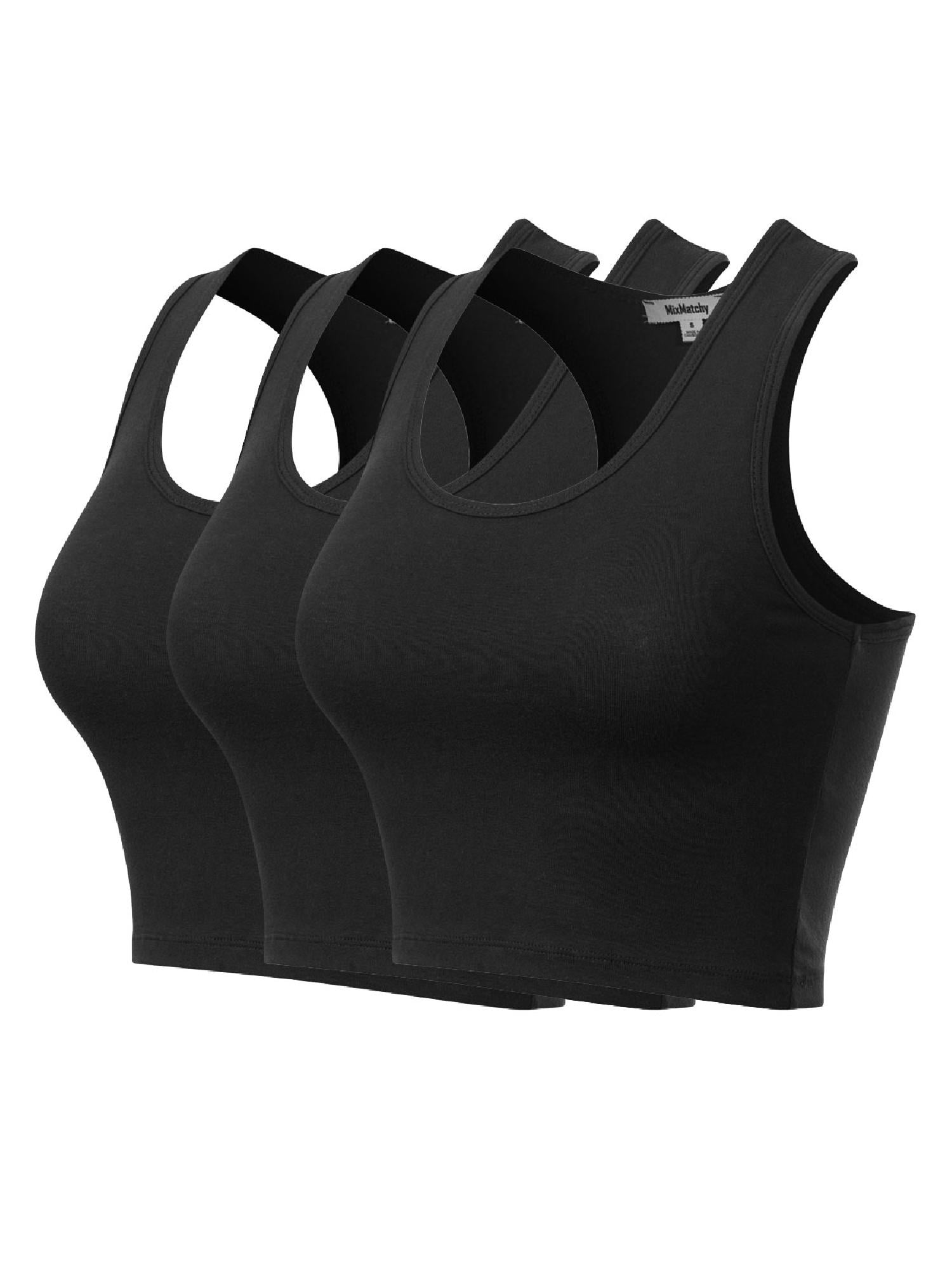 3 Pack Women Crop Basic Tank Top Ribbed Knit Sleeveless