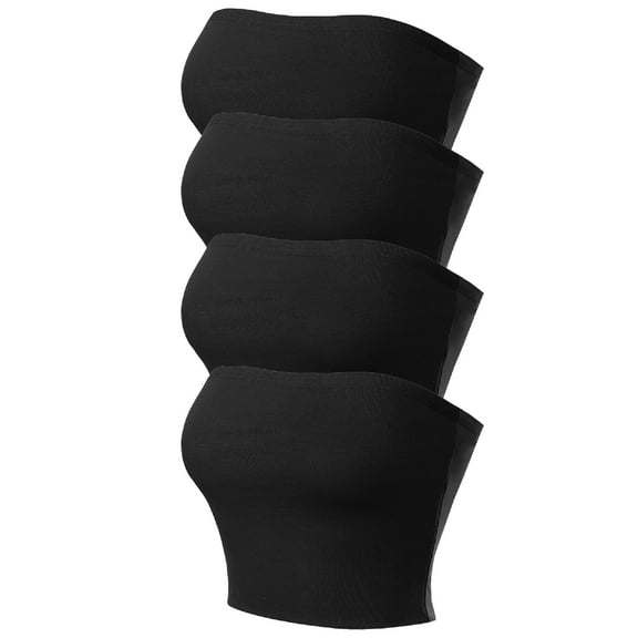 MixMatchy Women's 4-Pack Causal Strapless Basic Sexy Tube Top